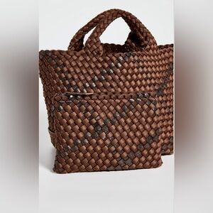 Naghedi Brown Woven Tote Bag
